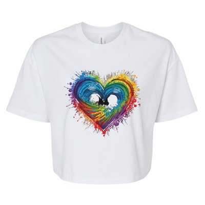 Tie Dye Heart Valentines Day Bella+Canvas Jersey Crop Tee