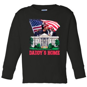 Trump DaddyS Home Bye Joe Biden Drops Out Run For Election Toddler Long Sleeve Shirt