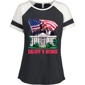 Trump DaddyS Home Bye Joe Biden Drops Out Run For Election Enza Ladies Jersey Colorblock Tee