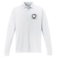 Tooth Dentist Hygienist Dental Oral Hygiene Gift Performance Long Sleeve Polo