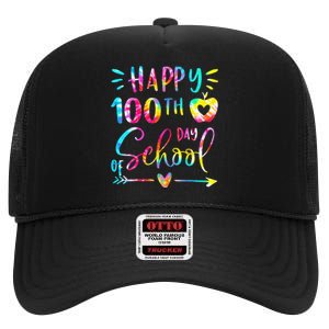 Tie Dye Happy 100th Day Of School Teacher Student 100 Days High Crown Mesh Back Trucker Hat