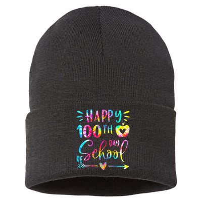 Tie Dye Happy 100th Day Of School Teacher Student 100 Days Sustainable Knit Beanie