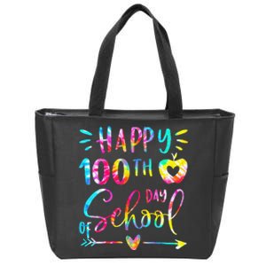 Tie Dye Happy 100th Day Of School Teacher Student 100 Days Zip Tote Bag