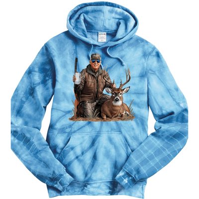 Trump Deer Hunting Donald Trump Old School Camouflage Tie Dye Hoodie