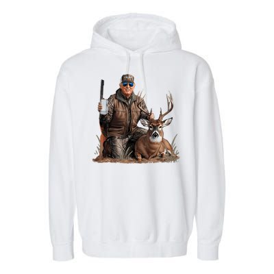 Trump Deer Hunting Donald Trump Old School Camouflage Garment-Dyed Fleece Hoodie