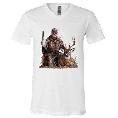 Trump Deer Hunting Donald Trump Old School Camouflage V-Neck T-Shirt