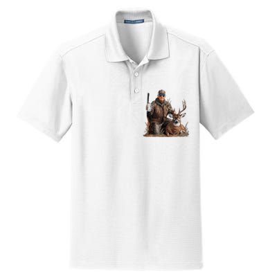 Trump Deer Hunting Donald Trump Old School Camouflage Dry Zone Grid Polo