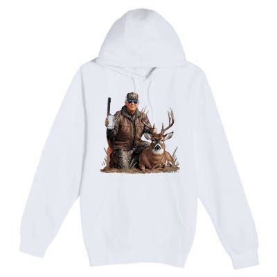 Trump Deer Hunting Donald Trump Old School Camouflage Premium Pullover Hoodie