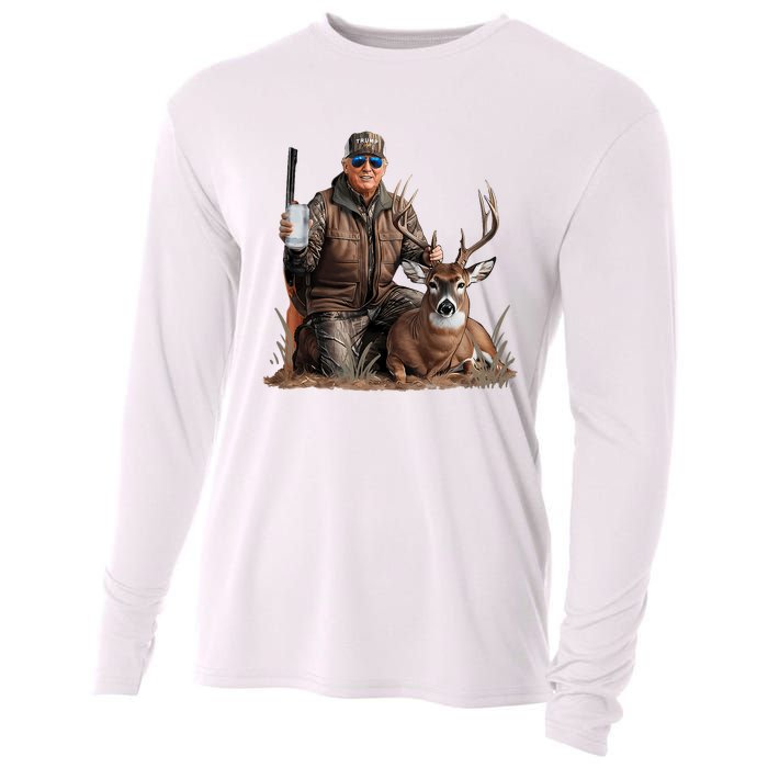 Trump Deer Hunting Donald Trump Old School Camouflage Cooling Performance Long Sleeve Crew