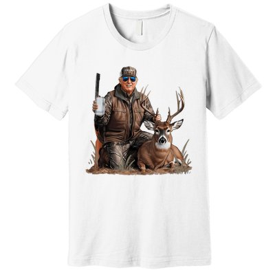 Trump Deer Hunting Donald Trump Old School Camouflage Premium T-Shirt