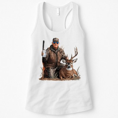 Trump Deer Hunting Donald Trump Old School Camouflage Womens Tank Top