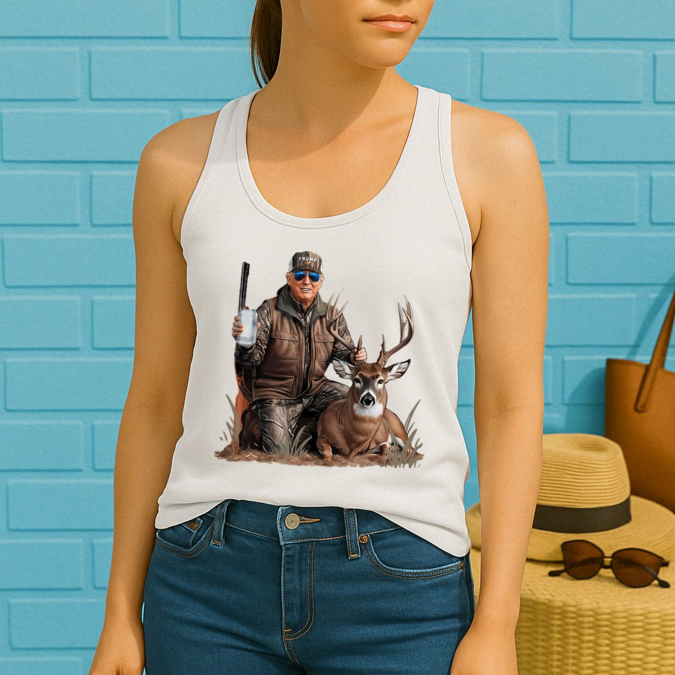 Trump Deer Hunting Donald Trump Old School Camouflage Womens Tank Top