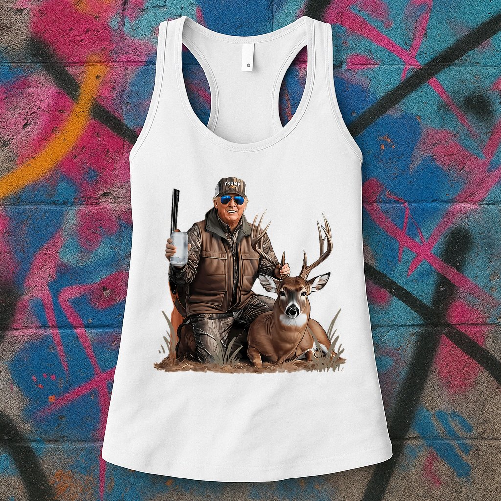 Trump Deer Hunting Donald Trump Old School Camouflage Womens Tank Top
