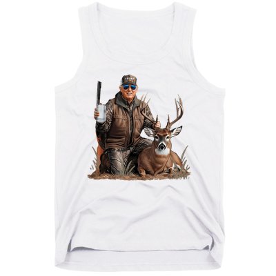 Trump Deer Hunting Donald Trump Old School Camouflage Tank Top