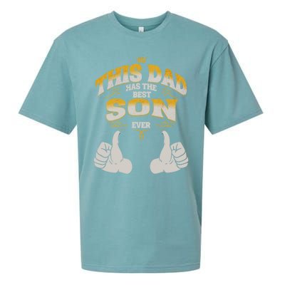 This Dad Has The Best Son Ever Funny Fathers Day From Son Gift Sueded Cloud Jersey T-Shirt