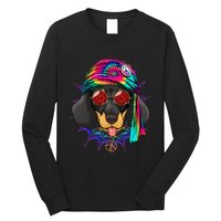 Tie Dye Hippie Dachshund Peace Love Dog Long Sleeve Shirt