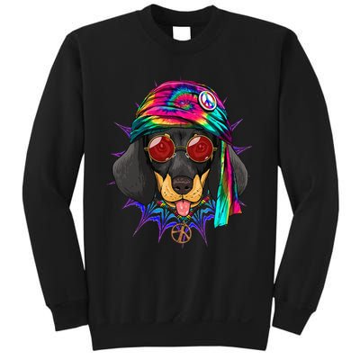 Tie Dye Hippie Dachshund Peace Love Dog Sweatshirt