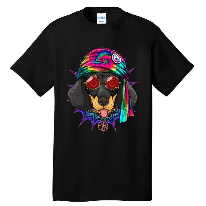 Tie Dye Hippie Dachshund Peace Love Dog Tall T-Shirt