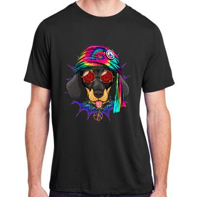 Tie Dye Hippie Dachshund Peace Love Dog Adult ChromaSoft Performance T-Shirt