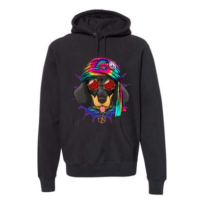 Tie Dye Hippie Dachshund Peace Love Dog Premium Hoodie