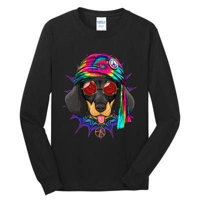 Tie Dye Hippie Dachshund Peace Love Dog Tall Long Sleeve T-Shirt