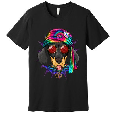 Tie Dye Hippie Dachshund Peace Love Dog Premium T-Shirt