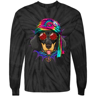 Tie Dye Hippie Dachshund Peace Love Dog Tie-Dye Long Sleeve Shirt