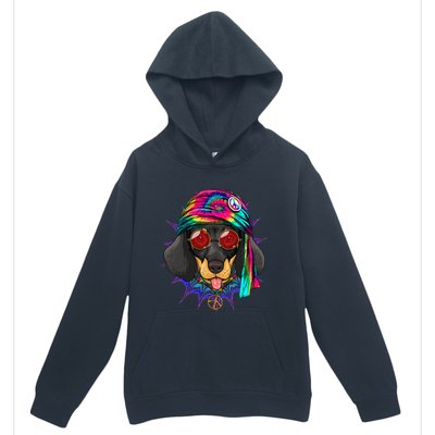 Tie Dye Hippie Dachshund Peace Love Dog Urban Pullover Hoodie