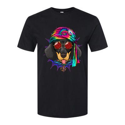 Tie Dye Hippie Dachshund Peace Love Dog Softstyle CVC T-Shirt