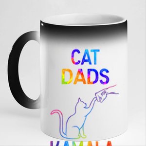 Tie Dye Harris Madam President 47 Cat Dads For Kamala Gift 11oz Black Color Changing Mug