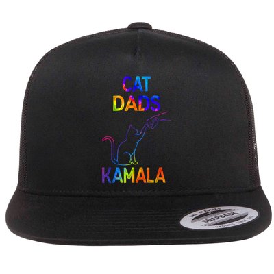 Tie Dye Harris Madam President 47 Cat Dads For Kamala Gift Flat Bill Trucker Hat