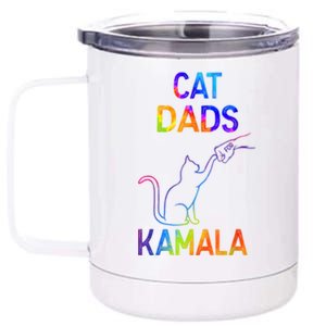 Tie Dye Harris Madam President 47 Cat Dads For Kamala Gift 12 oz Stainless Steel Tumbler Cup