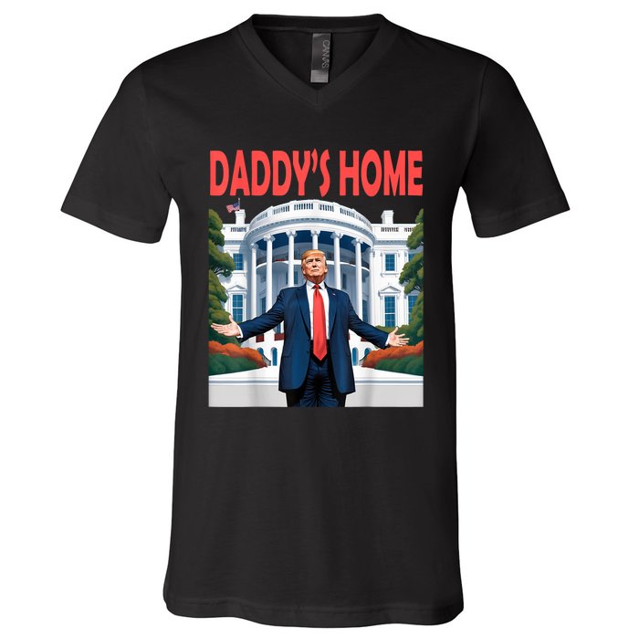 Trump Daddys Home White House V-Neck T-Shirt