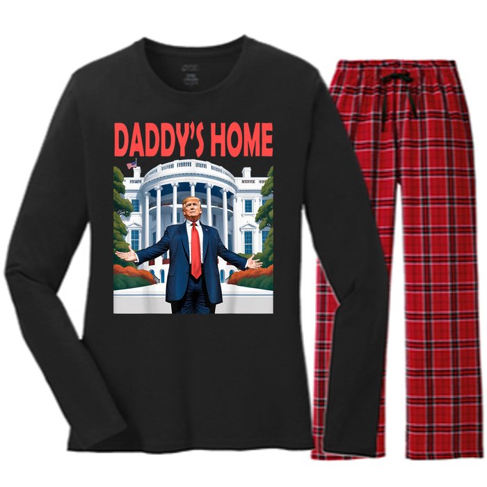 Trump Daddys Home White House Women's Long Sleeve Flannel Pajama Set 