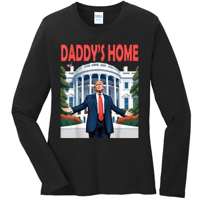 Trump Daddys Home White House Ladies Long Sleeve Shirt