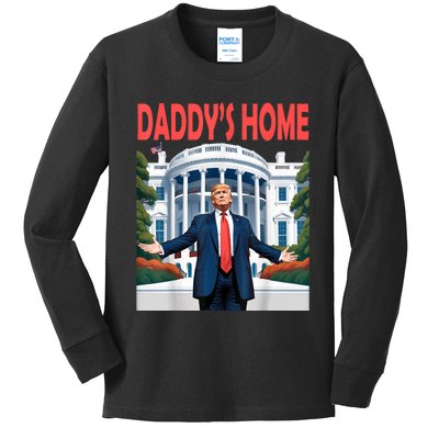 Trump Daddys Home White House Kids Long Sleeve Shirt