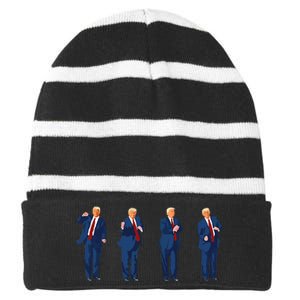 Trump Daddys Home White House 2024 Striped Beanie with Solid Band