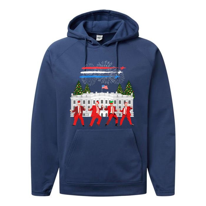 Trump Daddys Home White House Dance Make Xmas Great Again Sweatshirt Performance Fleece Hoodie