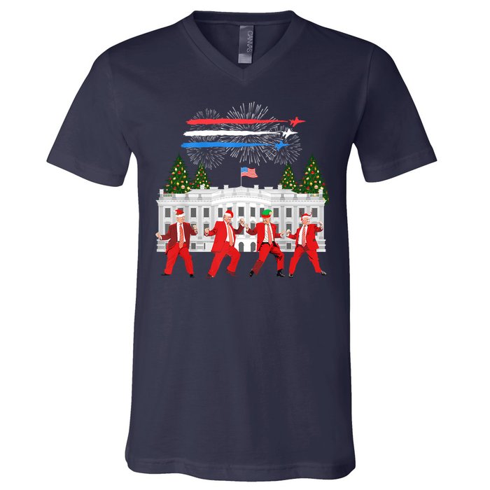 Trump Daddys Home White House Dance Make Xmas Great Again Sweatshirt V-Neck T-Shirt