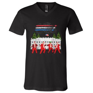 Trump Daddys Home White House Dance Make Xmas Great Again Long Sleeve V-Neck T-Shirt