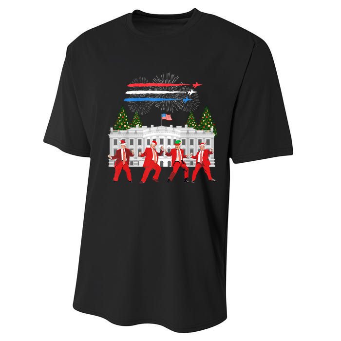 Trump Daddys Home White House Dance Make Xmas Great Again Long Sleeve Performance Sprint T-Shirt