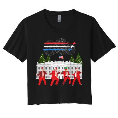 Trump Daddys Home White House Dance Make Xmas Great Again Long Sleeve Women's Crop Top Tee