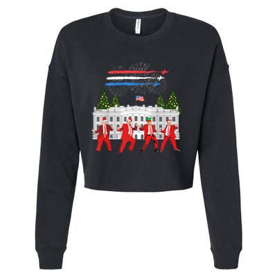 Trump Daddys Home White House Dance Make Xmas Great Again Long Sleeve Cropped Pullover Crew