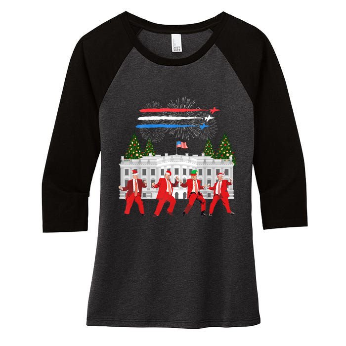 Trump Daddys Home White House Dance Make Xmas Great Again Long Sleeve Women's Tri-Blend 3/4-Sleeve Raglan Shirt