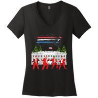 Trump Daddys Home White House Dance Make Xmas Great Again Long Sleeve Women's V-Neck T-Shirt