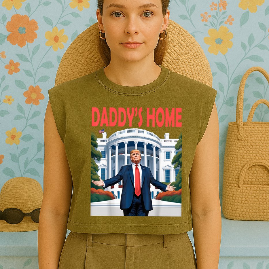 Trump Daddys Home White House Garment-Dyed Women's Muscle Tee