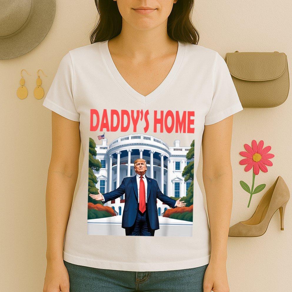 Trump Daddys Home White House Women's V-Neck T-Shirt