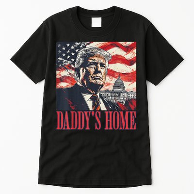 Trump Daddys Home White House Usa American Flag Vintage Tall T-Shirt