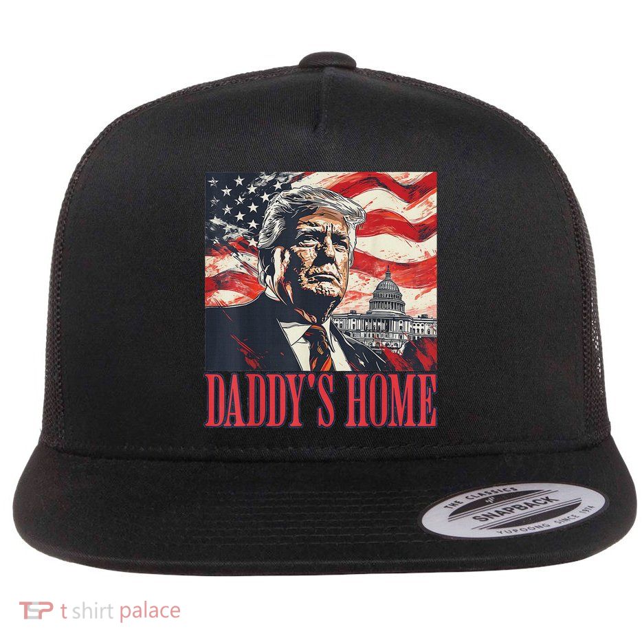 Trump Daddys Home White House Usa American Flag Vintage Flatbill Hat
