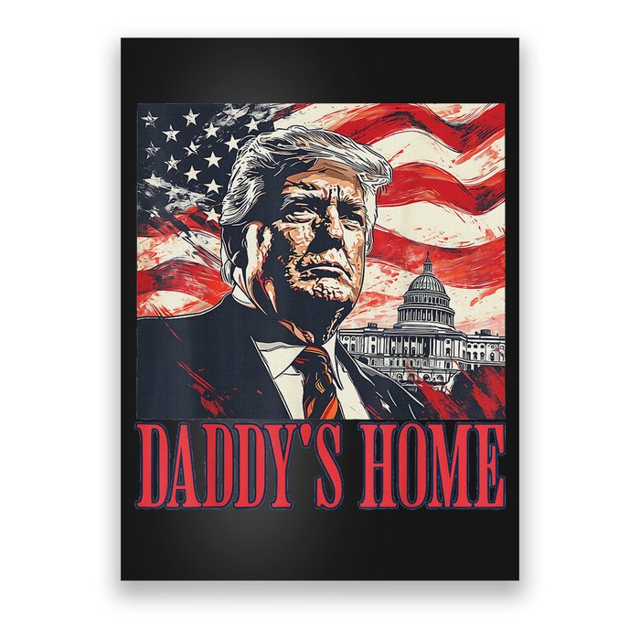 Trump Daddys Home White House Usa American Flag Vintage Poster
